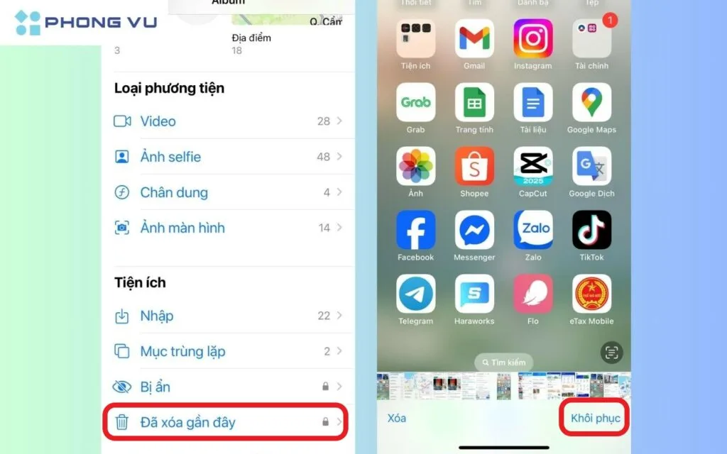 cách khôi phục ảnh đã xoá trên iPhone