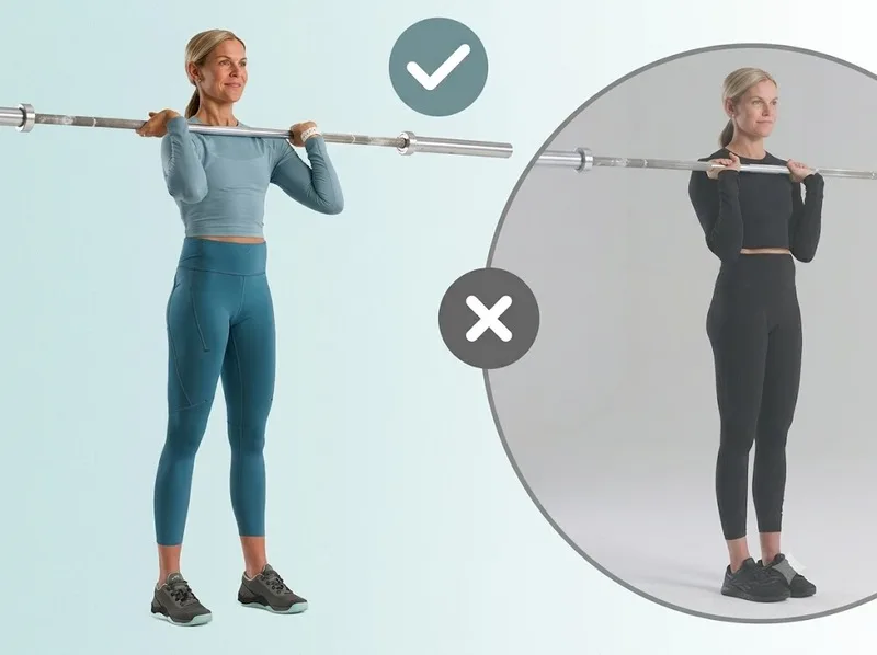 Giữ đúng tư thế khi tập vai với tạ đòn giúp hạn chế chấn thương